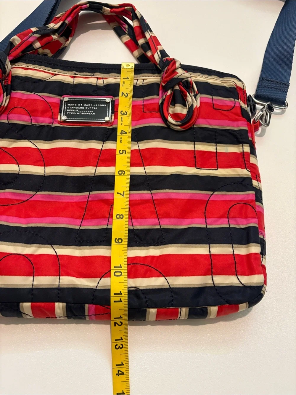 Marc by Marc Jacobs Workwear Striped Laptop Bag - Red, Black & Cream